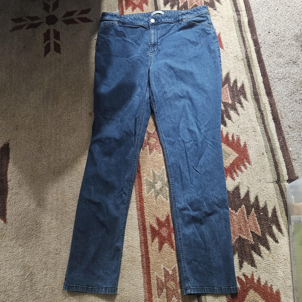 Jjill Jeans Womens 18 Blue Medium Wash Straight Leg Stretch Denim - Picture 2 of 10